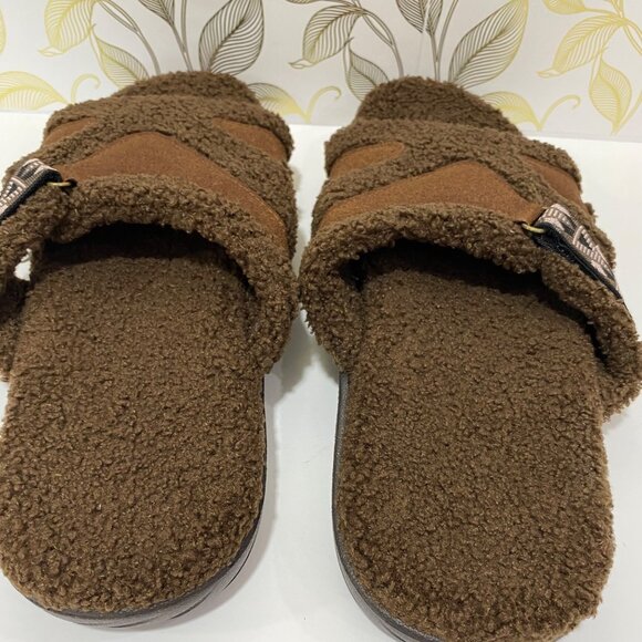 CoFace Unisex Fuzzy Plush Open-Toe Slip ons With Adjustable Buckle Straps NWT - Picture 7 of 11
